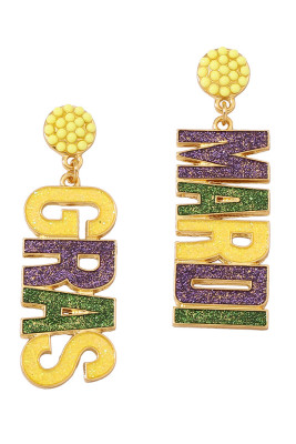 Glitter Mardi Gras Earrings