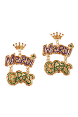 Mardi Gras Glitter Earrings
