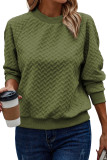 Jungle Green Solid Textured Raglan Sleeve Pullover Sweatshirt