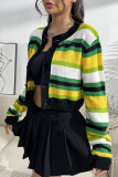 Colorblock Stripe Knitting Cardigan 