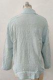 Plain Texture Button Up Pocket Blouse Shirt