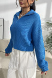 Zipper Turtleneck Knitting Pullover Sweater 