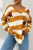 V Neck Stripe Pentagram Knitting Sweater 