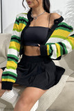 Colorblock Stripe Knitting Cardigan 