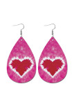 Tie Dye Heart Print PU Earrings MOQ 5pcs