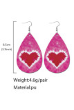 Tie Dye Heart Print PU Earrings MOQ 5pcs