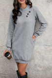 Grey Texture Button Mini Dress 