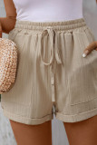 Apricot Drawstring Pockets Shorts 