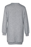 Grey Texture Button Mini Dress 