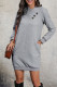 Grey Texture Button Mini Dress 