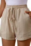 Apricot Drawstring Pockets Shorts 