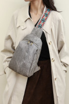 Double Zipper Leather Chest Bag 