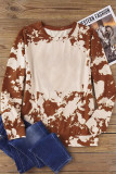 Brown Western Tie Dye Round Neck Sweatshirt