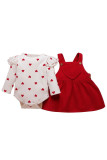 Baby Heart Print Romper And Dress 2pcs Set