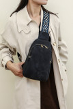 Double Zipper Leather Chest Bag 