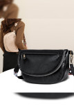 Plain Pu Leather Zipper Shoulder Bag 