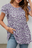 Leopard Print Ruffles Sleeves Babydoll Top