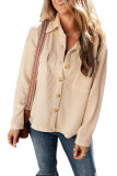 White Collared Neck Ribbed Textured Shacket