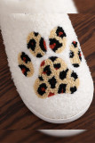 Leopard Cat Paw Knit Plush Slippers