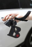 PU Leather Letter Tassle Keychain 