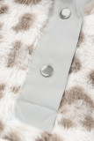 Leopard Fleece Snap Button Pullover Sweatshirt