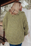Sage Green Open Front Knit Plus Size Cozy Cardigan