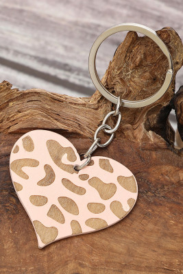 Wooden Heart Print Keychain MOQ 5pcs