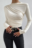 Plain Ruched Long Sleeves Top