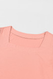 Pink Plus Size Square Neck Flounced Sleeve Top