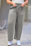 Gray Plus Size Pocketed Wide Leg Pants