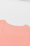 Pink Plus Size Square Neck Flounced Sleeve Top