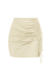 Plain Silky Side Ruched Skirt