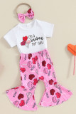 Valentine Heart Print Baby Romper and Bell Pants 2pcs Set
