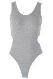 Ribbed Knitting Cut Out One Piece Bodysuit 