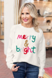 White Merry & Bright Round Neck Casual Sweater