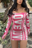 Love Print Off Shoulder Dress 