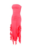 Off Shoulder Ripped Smocked Dress 
