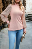 Puff Sequin Sleeves Knit Long Sleeves Top