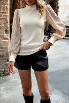 Puff Sequin Sleeves Knit Long Sleeves Top