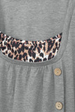 Leopard Patchwork Fake Two Pieces Long Sleeves Top