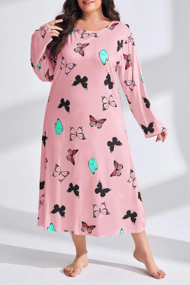 Butterfly Heart Print Plus Size Dress 