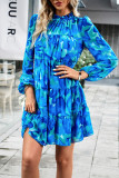 Long Sleeves Printing Splicing Dress 