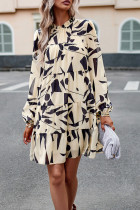 Long Sleeves Printing Splicing Dress 