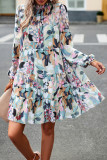 Long Sleeves Printing Splicing Dress 