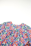 Multicolor Floral Balloon Sleeve Loose Blouse