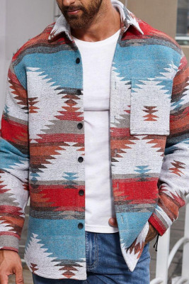 Aztec Print Buttoned Men's Jacket