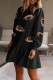 Black Game Day Sequin Rugby Pattern Ruffled Short Dress