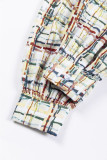 Multicolor Plaid Pattern Puff Sleeve Button up Shirt