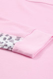 Pink Shiny Chenille LOVE Leopard Patched Plus Sweatshirt