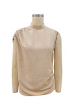 Apricot One Shoulder Ruched Blouse